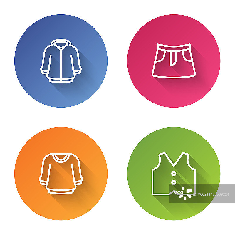 连帽衫裙子毛衣背心线性图标图片素材