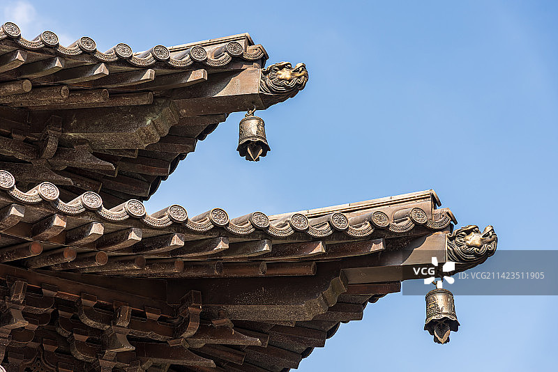 钱王祠宫殿屋檐吻兽图片素材