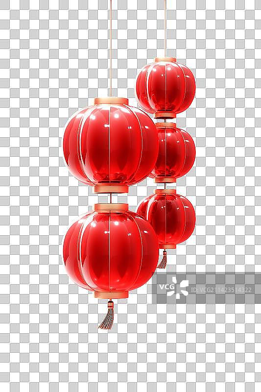 3D渲染的红色灯笼素材图片素材