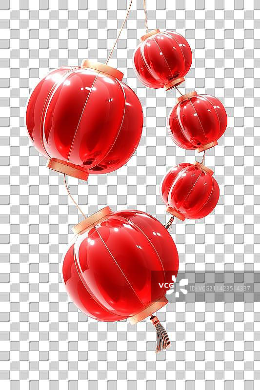 3D渲染的红色灯笼素材图片素材