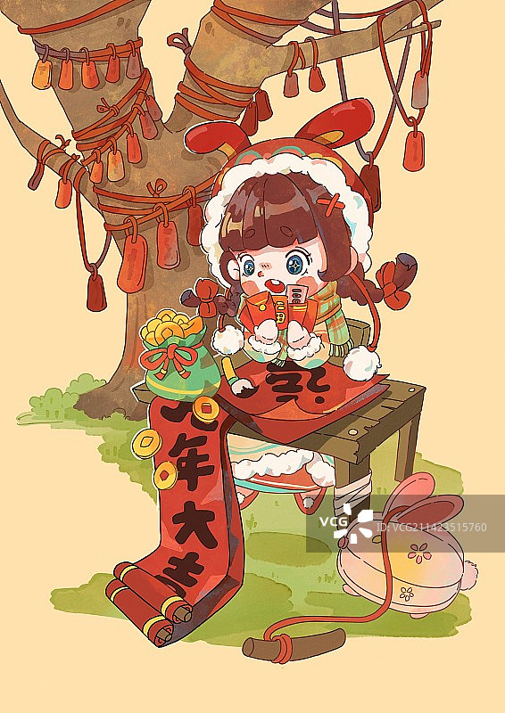 新年好运吉祥插画图片素材