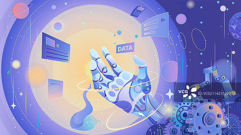 元宇宙机器人未来科技创意插画图片素材