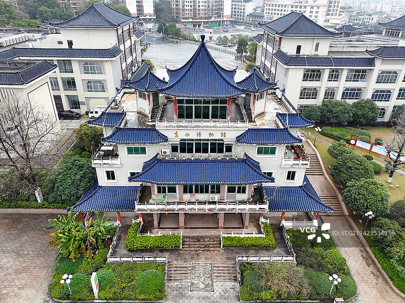 广东省清远市连州市刘禹锡纪念馆广场连州博物馆航拍图片素材