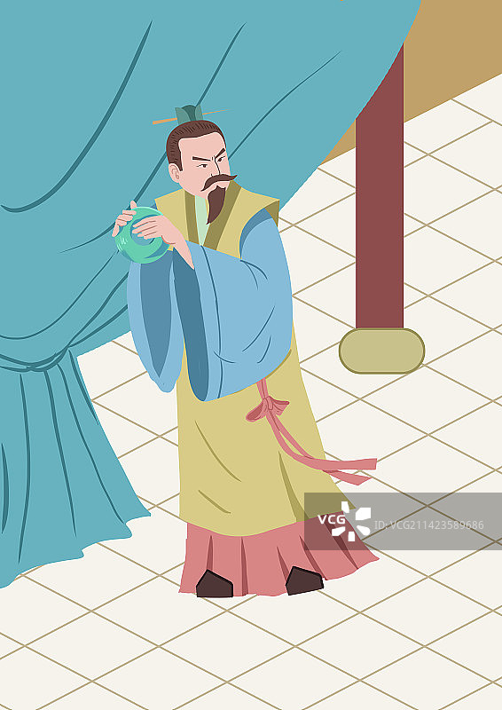 国学经典成语故事古代历史文化传统战国完璧归赵蔺相如插画图片素材