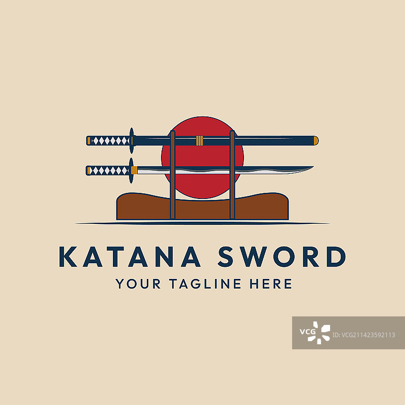 武士刀剑复古标志设计图片素材