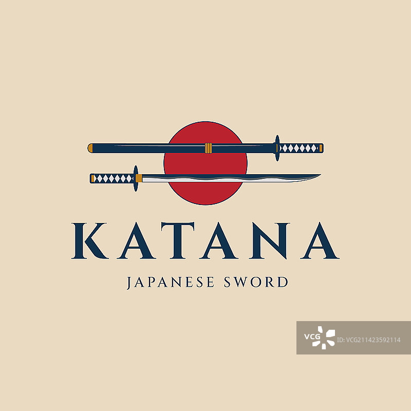 武士刀剑复古标志设计图片素材