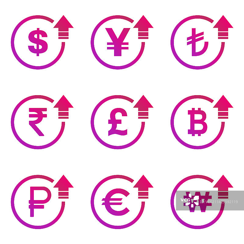 成本符号美元欧元增长图标收入图片素材