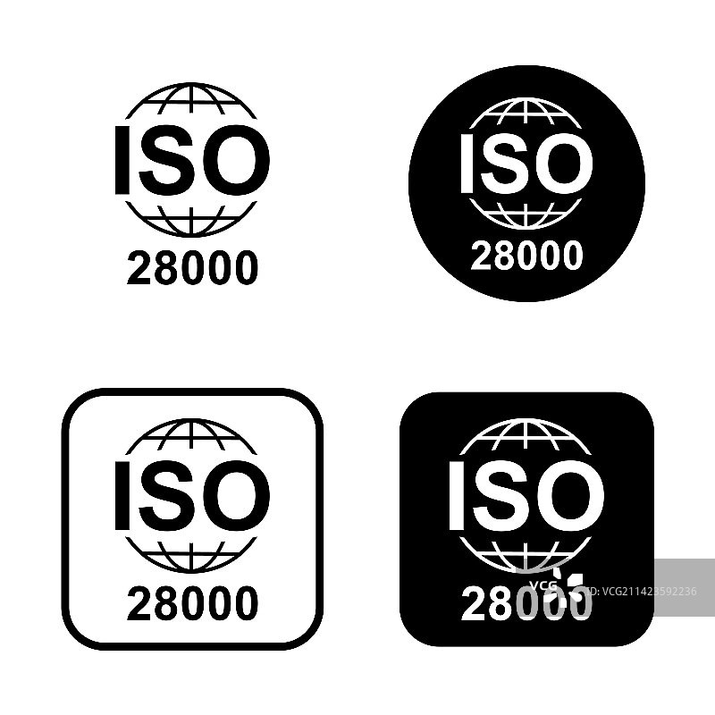 ISO 28000安全管理体系图标集图片素材