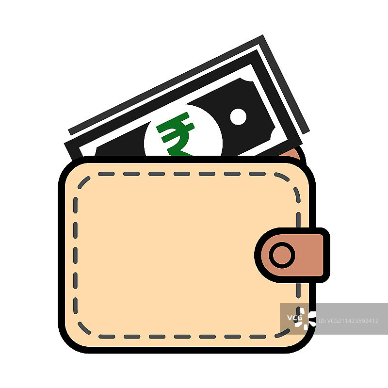 卢比钱包金融扁平图标图片素材