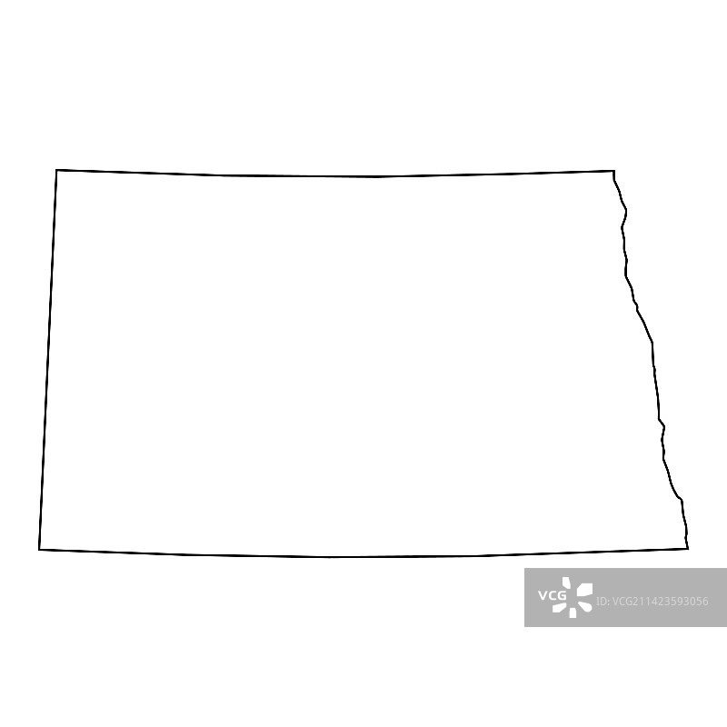 北达科他州地图形状：美国图片素材
