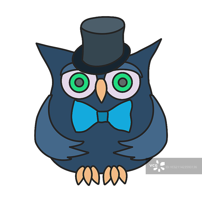 白色背景的彩色猫头鹰图标图片素材
