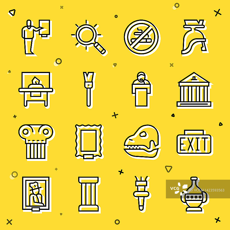 古代双耳瓶出口标志博物馆线条组合图片素材