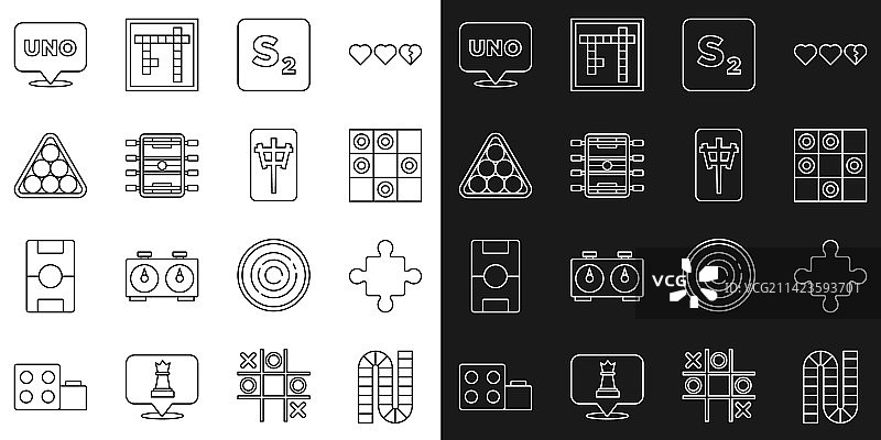 棋盘游戏拼图玩具线性图标图片素材