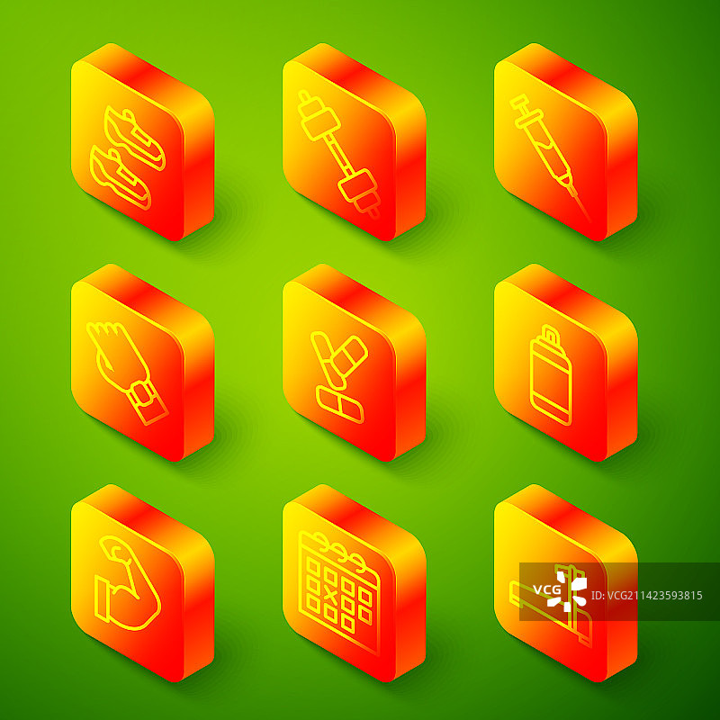 运动鞋、哑铃、兴奋剂注射器及运动器材线条组合图片素材