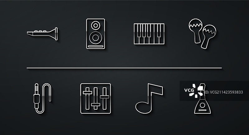 单簧管音频插孔沙槌音符图片素材