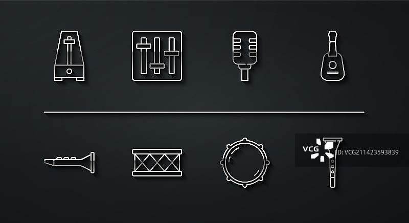 节拍器、单簧管、吉他线条图片素材