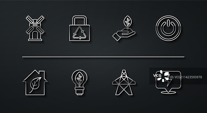 线条风力涡轮机环保房屋电力图片素材