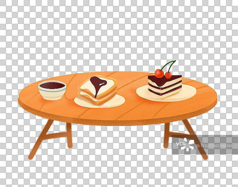 扁平餐桌下午茶美食插画图片素材