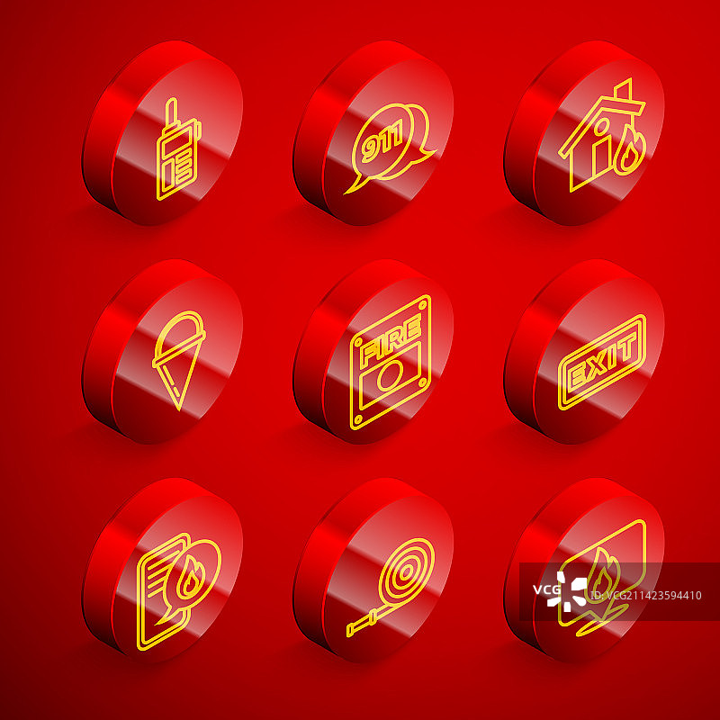 对讲机、电话呼叫与火警图标图片素材