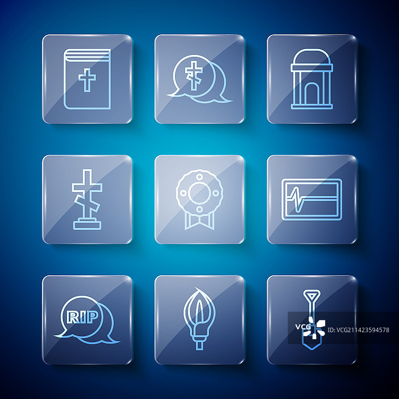 聊天气泡撕裂死亡百合花线性图标图片素材