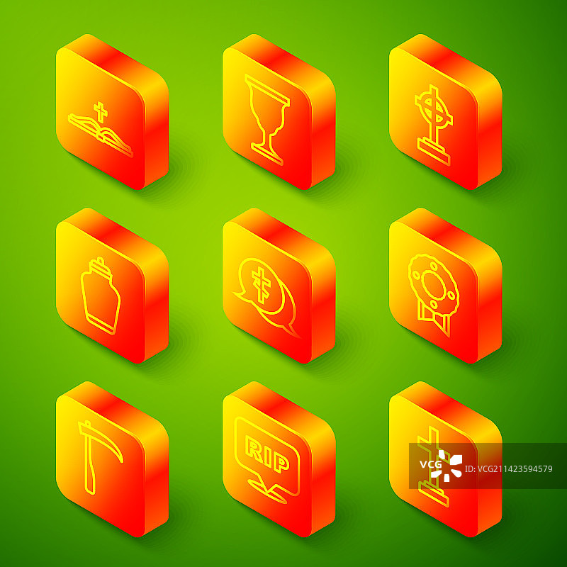 圣经书本基督教圣杯墓碑线条组合图片素材