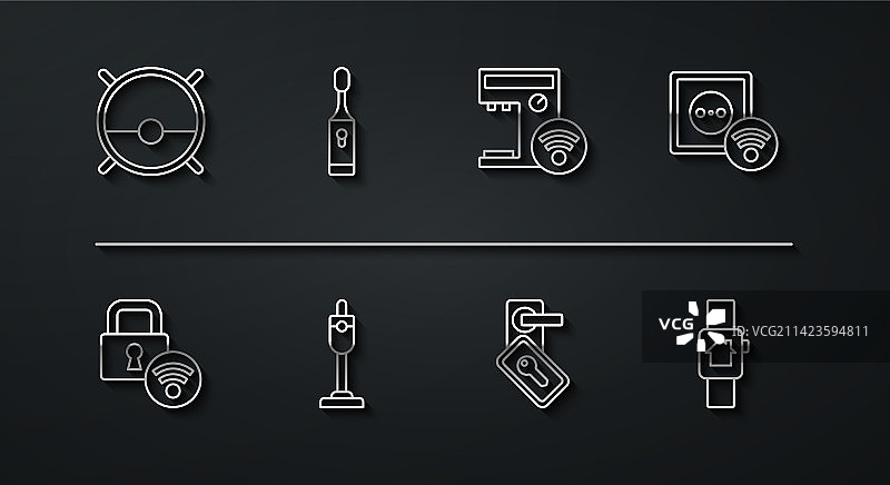 线条机器人吸尘器、数字门锁图片素材