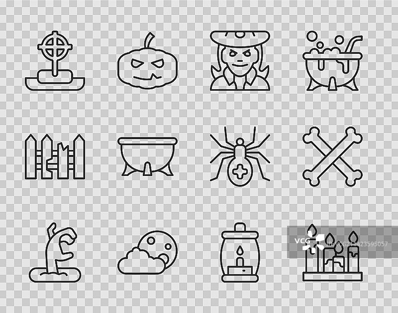 僵尸手、燃烧的蜡烛和月亮设计图片素材