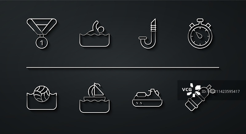 线条、奖牌、水球、秒表、水上摩托艇和游艇图片素材