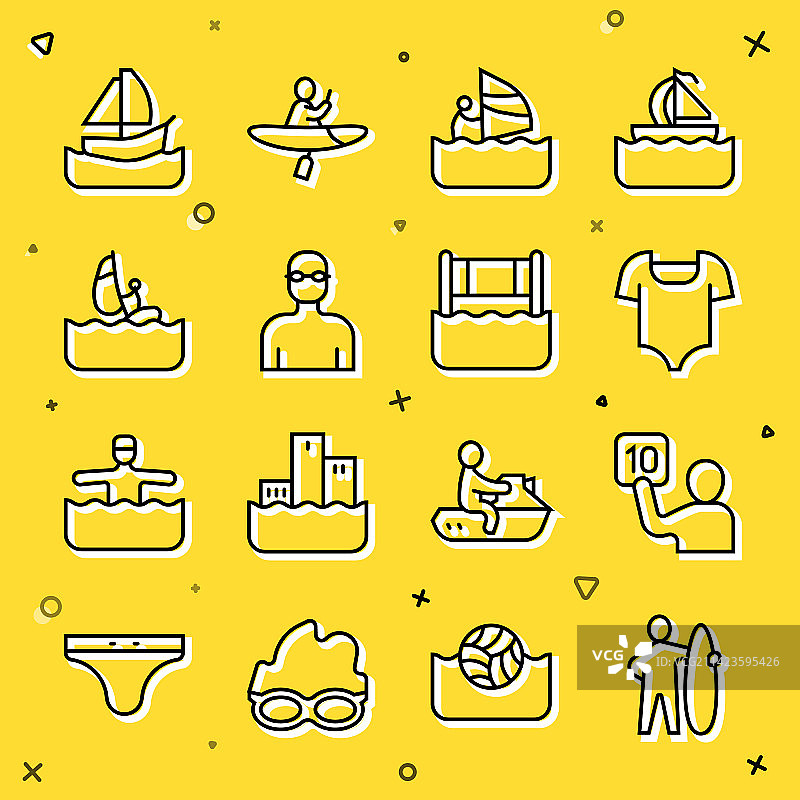 冲浪板、裁判评估和泳衣图片素材