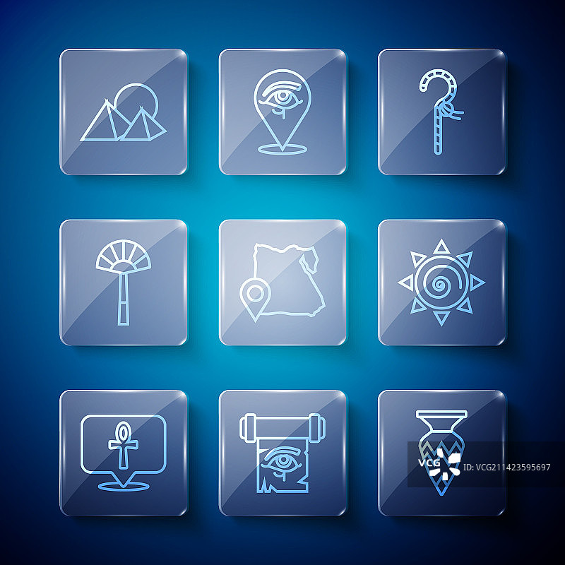 十字架安卡荷鲁斯之眼纸莎草线条设计图片素材