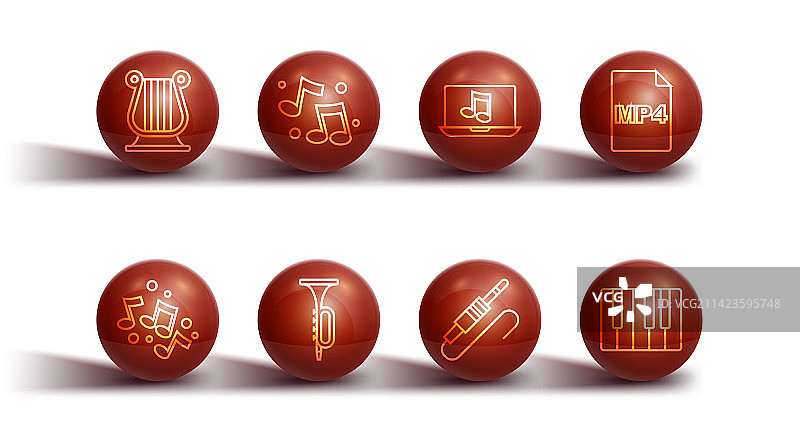 锚定线、古希腊七弦琴、音符、音调图片素材