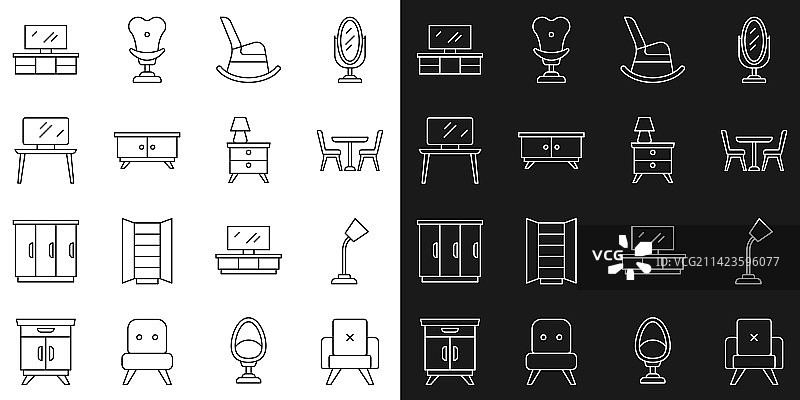 扶手椅台灯摇椅线条设计图片素材