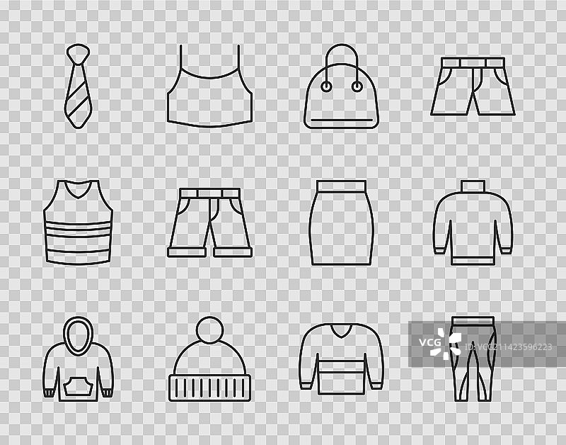 连帽衫、打底裤、手提包、无檐小便帽与领带图片素材