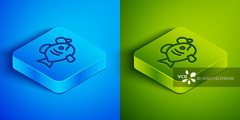2.5D线条热带鱼图标图片素材