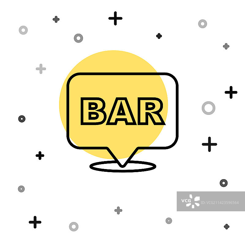 黑色线条酒精或啤酒吧位置图标图片素材
