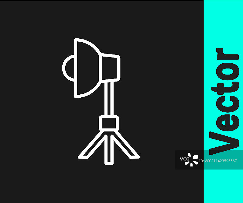 白色线条柔光箱影室灯泡图标图片素材