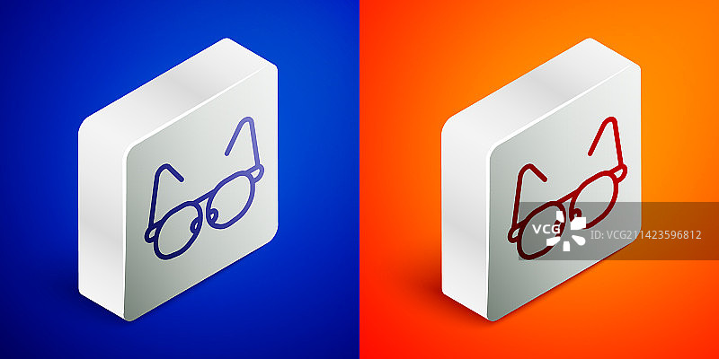 2.5D线条眼镜图标，蓝色背景图片素材