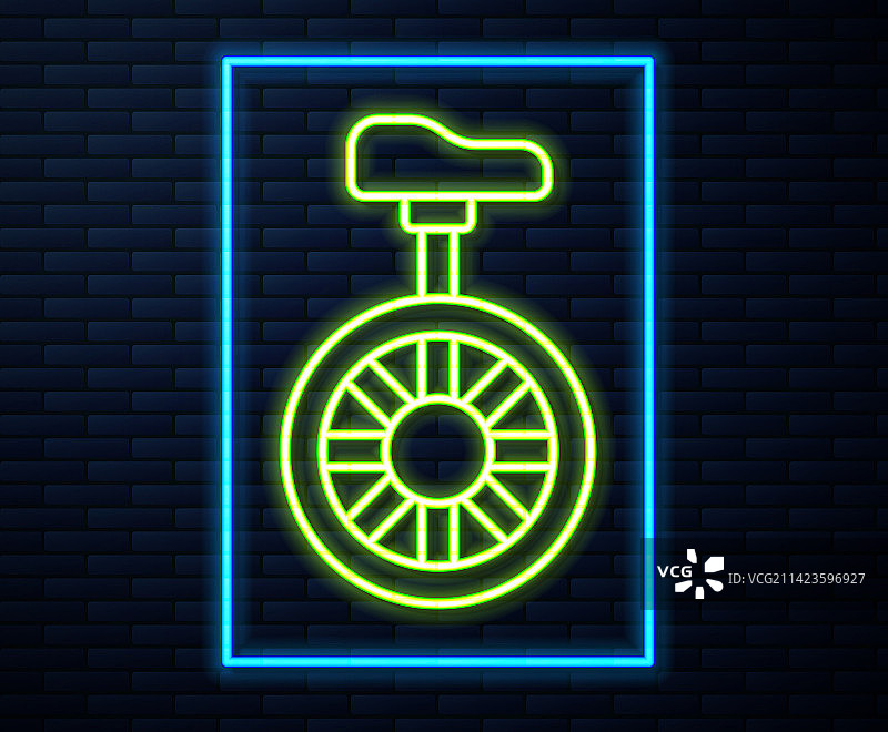 发光的霓虹灯线条：单轮自行车图标图片素材