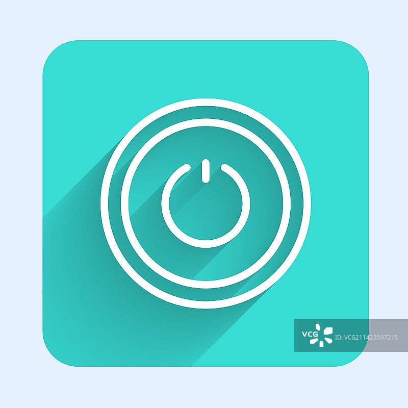带有长阴影的电源按钮图标图片素材