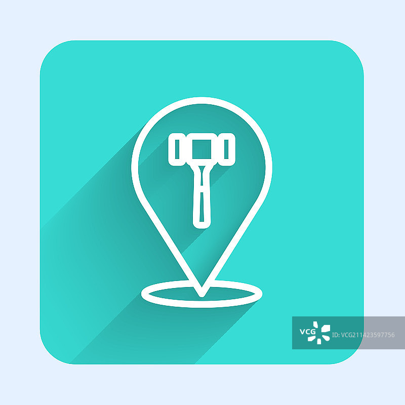 白色线条拍卖槌图标，长阴影图片素材