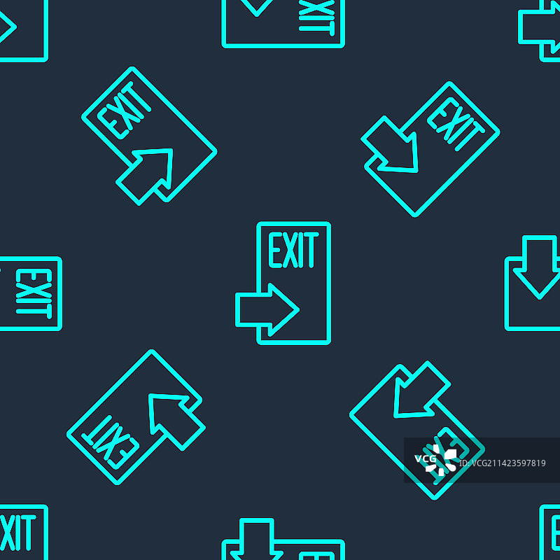 绿色线条消防出口图标无缝隔离图片素材