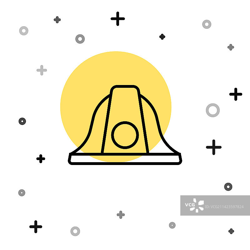 黑色线条消防员头盔或消防帽图标图片素材