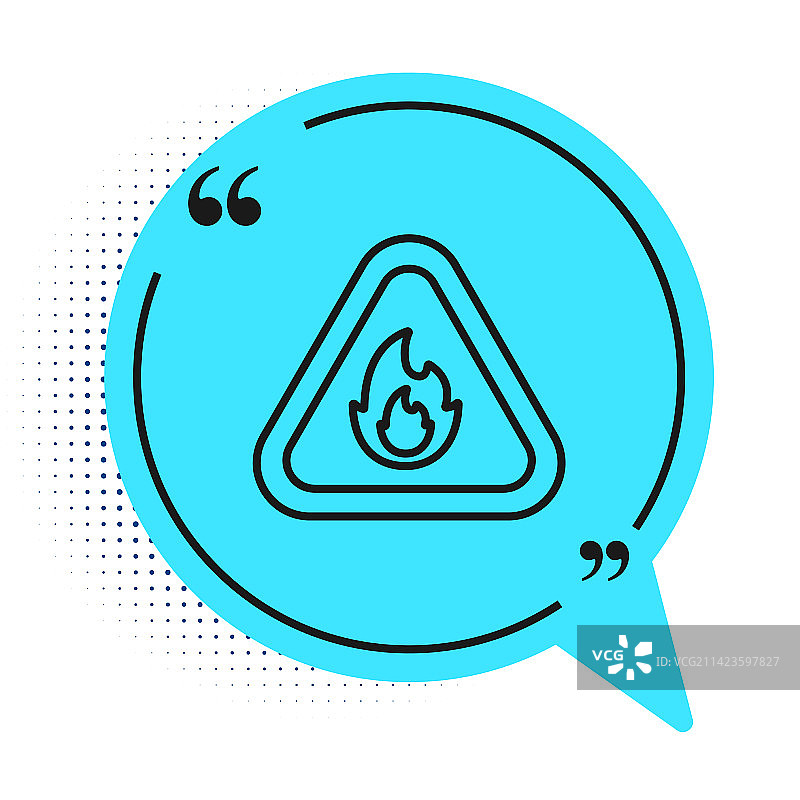 三角形中的黑色线条火焰图标隔离图片素材