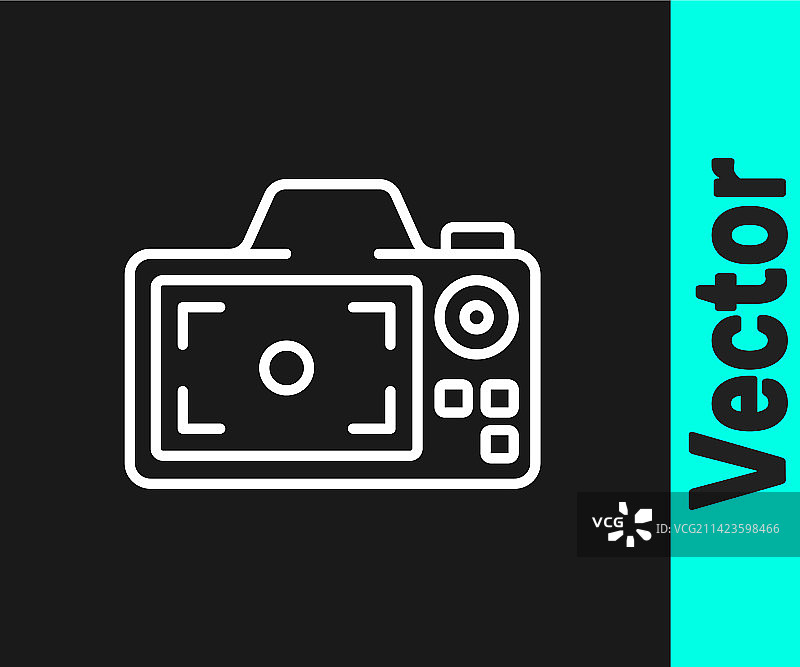 黑色背景上的白色线条照相机图标图片素材