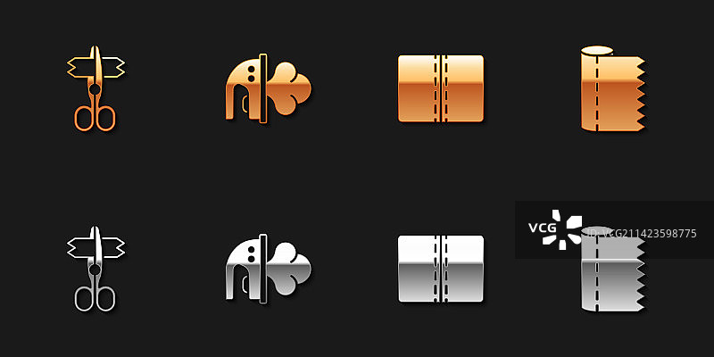 剪刀电熨斗纺织面料卷图片素材