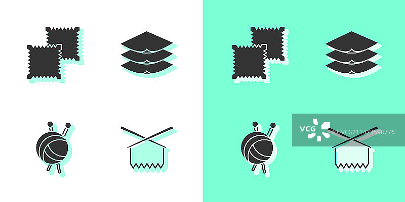 针织针、纺织面料卷与纱线套装图片素材