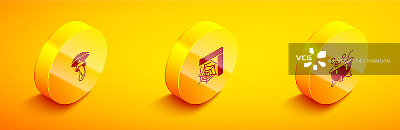 2.5D裸盖菇、蘑菇和蜘蛛网图片素材