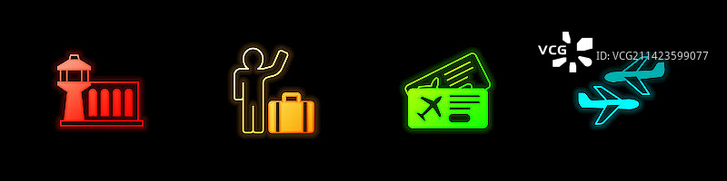 机场控制塔游客与行李箱图片素材