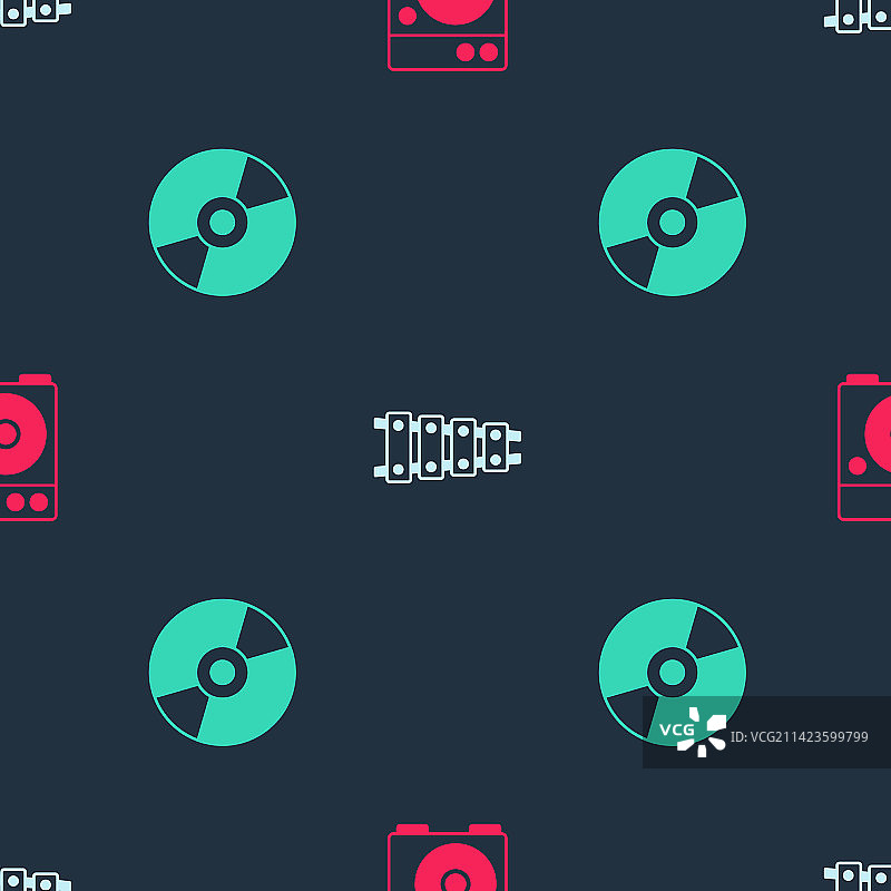 吉他音箱、木琴和黑胶唱片图片素材