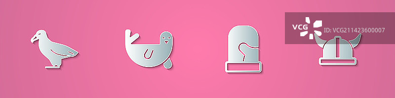 剪纸信天翁海狗圣诞节动物图片素材